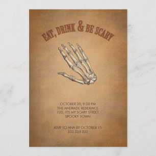 Invitación Coma la bebida sea mano esquelética asustadiza