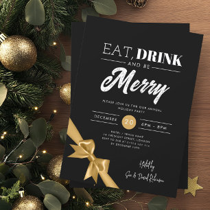 Invitación Coma moderna, bebe sé merry Navidad Cinta de oro n