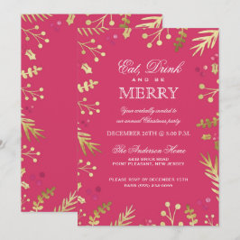 Invitación Coma rosa, bebe y sé Fiesta navideño de amargura