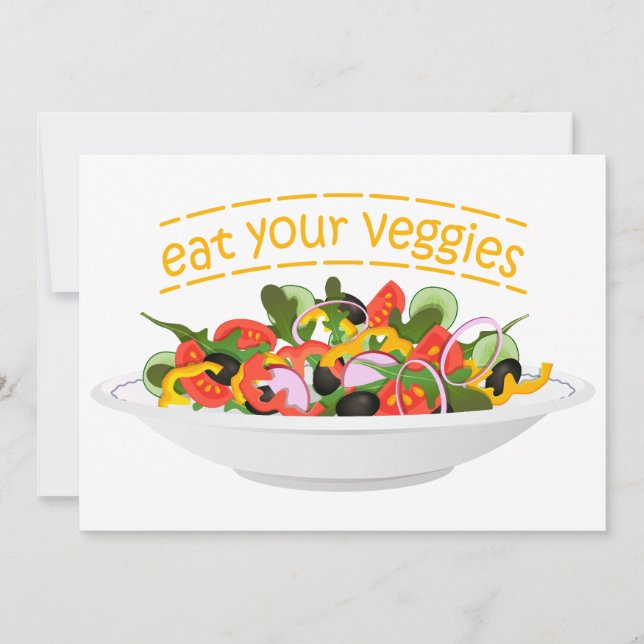 Invitación Coma tus verduras Cita cuenco de ensaladas frescas (Anverso)
