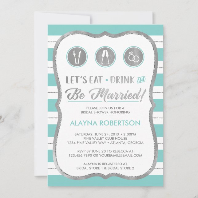 Invitación Coma una bebida y cásate con una invitación, una p (Anverso)