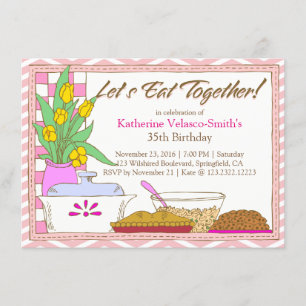 Invitación Comamos juntos cena o almuerzo Fiesta de cumpleaño