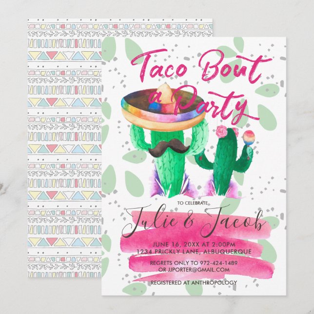 Invitación Combate del Taco un fiesta de compromiso del (Anverso / Reverso)