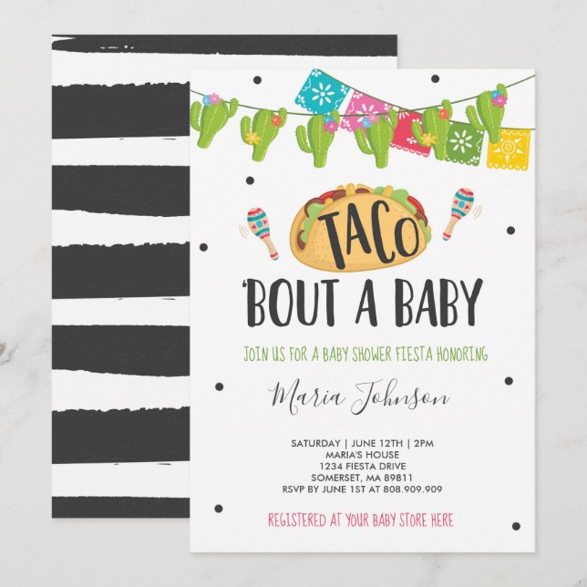 Invitación Combate del Taco 'una fiesta Baby Shower del bebé (Anverso / Reverso)