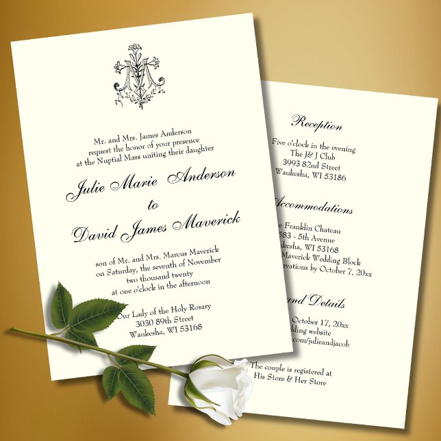 Invitación Combinación Boda religiosa elegante católica (Subido por el creador)
