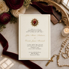 Invitación Combinación de Boda Católica del Sagrado Corazón d