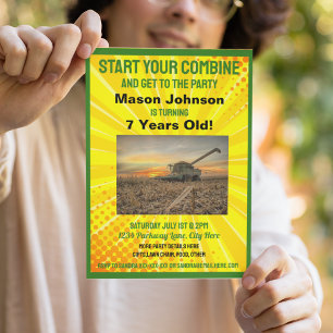 Invitación Combinación de equipos de granja de niños de cumpl