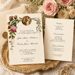 Invitación Combinación de recepción de boda elegante católica