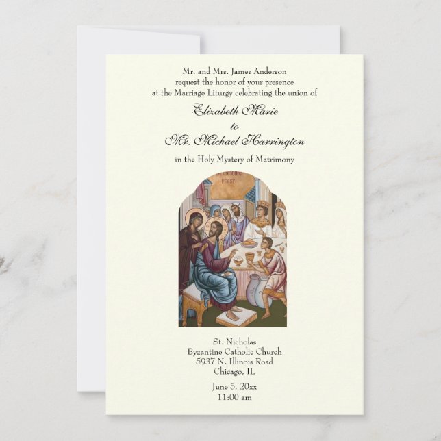 Invitación Combo bizantino de recepción de boda de marfil (Anverso)