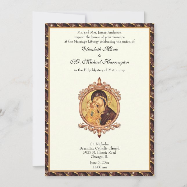 Invitación Combo Boda de la Virgen María Católica Bizantina (Anverso)