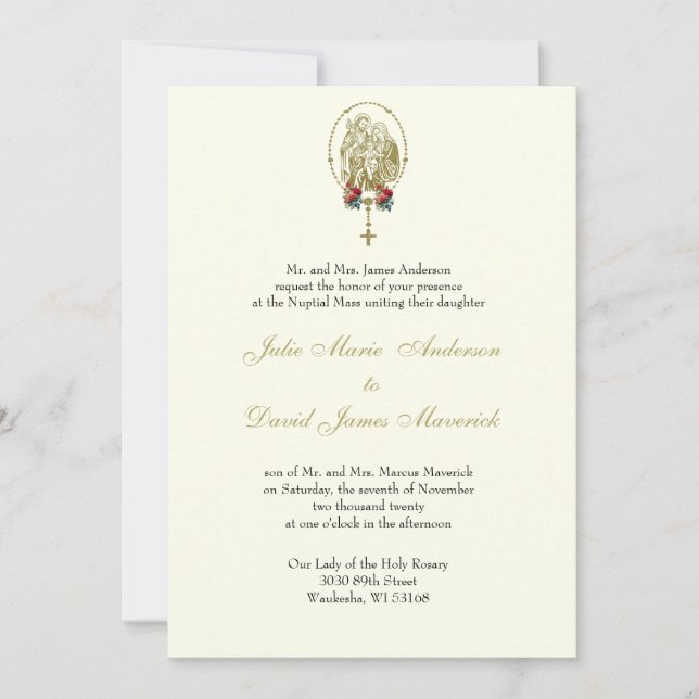 Invitación Combo de la recepción de boda de la Sagrada Famili (Anverso)