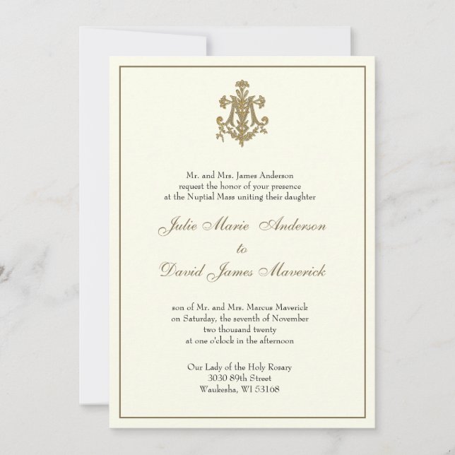 Invitación Combo de la recepción de la boda Maria católica (Anverso)