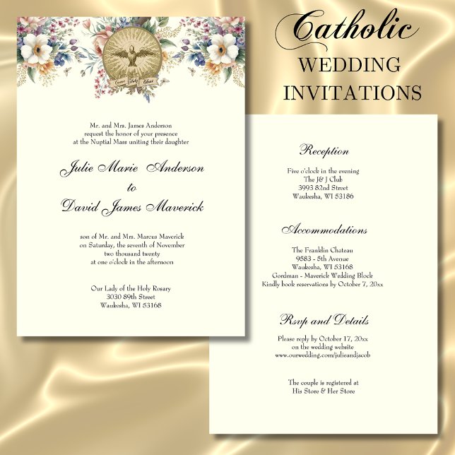 Invitación Combo de recepción de boda floral católica (Subido por el creador)