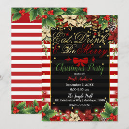 Invitación Come Bebe Alégrate Arco Rojo Fiesta Navideña
