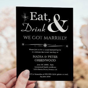 Invitación Come Bebe Nos Casamos Huida Fiesta Informal