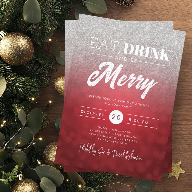 Invitación Come, Bebe Sé Feliz Navidad en Bokek Rojo (Subido por el creador)