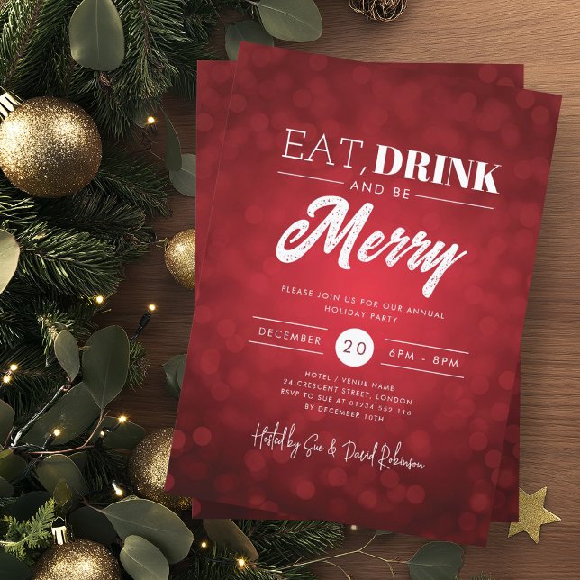 Invitación Come, bebe sé merry Red Bokek Navidad (Subido por el creador)