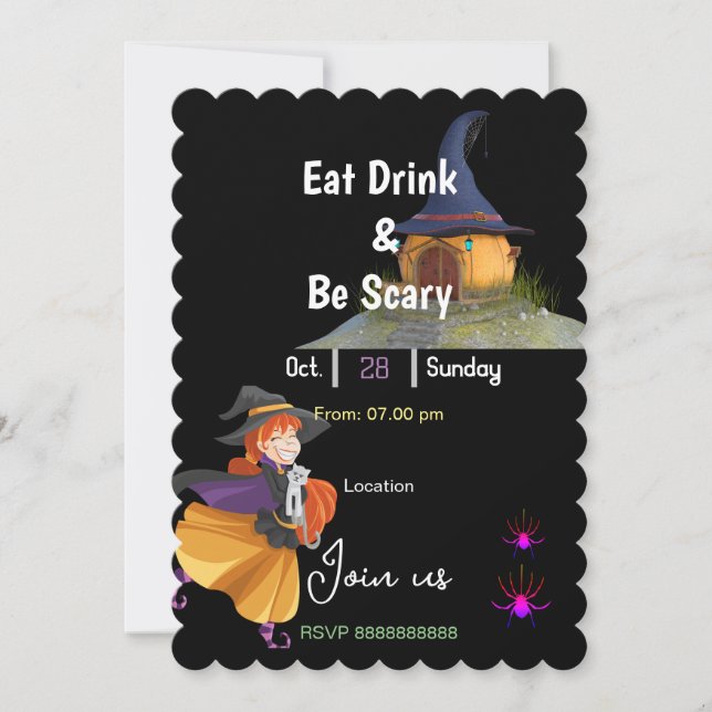 Invitación Come, bebe y sé espantoso (Anverso)