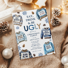 Invitación ¡Come, Bebe y Sé Feo! Fiesta de Navidad de Suéter