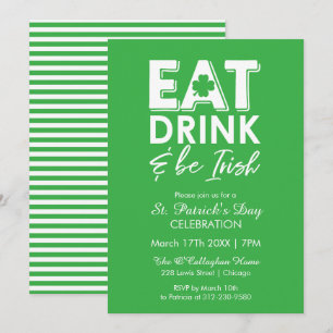 Invitación Come, Bebe y Sé Irlandés Día Moderno de San Patric