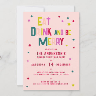 Invitación COME BEBIDAS Y SEA FERIZ Personalizado Rubor Pink