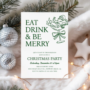 Invitación Come Come y Diviértete Fiesta de Navidad del Santa