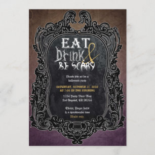Invitación Come Come y Sé Espantoso Fiesta de Halloween Vinta