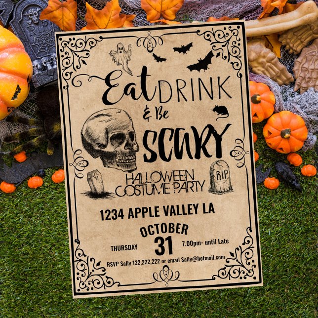 Invitación come come y sé espeluznante fiesta de halloween (Subido por el creador)
