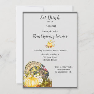 Invitación Come Come y Sea Agradecido Cena de Acción de Graci