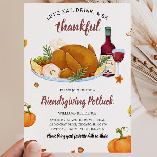 Invitación Come Comer Dar Gracias Día de Acción de Gracias