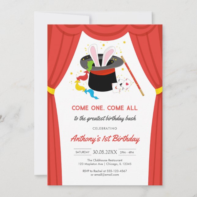 Invitación Come One Come All Circus Boy Birthday Invitation (Anverso)