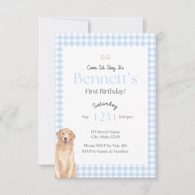 Invitación Come Sit Stay Birthday Invitation (Anverso)