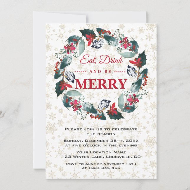 Invitación Come y sé Navidades de Camión de la guirnalda de l (Anverso)