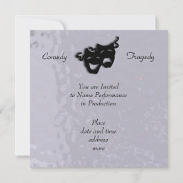 Invitación Comedia y tragedia máscaras negras invitan a brill