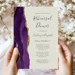 Invitación Comensal de Boda de marfil de púrpura