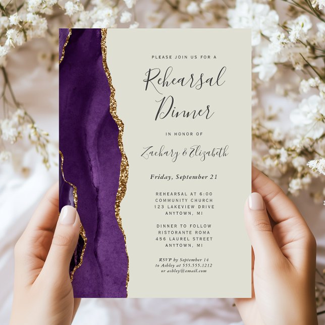 Invitación Comensal de Boda de marfil de púrpura (Subido por el creador)