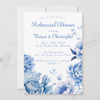 Comensal de Chinoiserie con flores azules y blanca