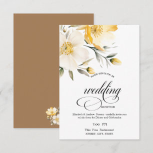 Invitación Comensal de flores blancas amarillas para la cena
