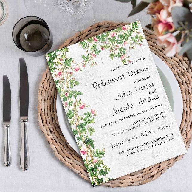 Invitación Comensal de la cena de un diario rosado con estilo (Subido por el creador)