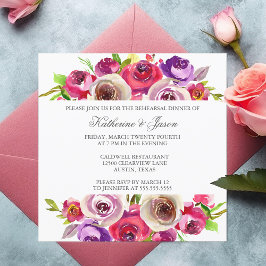 Invitación Comensal romántico floral rosa de Fuchsia