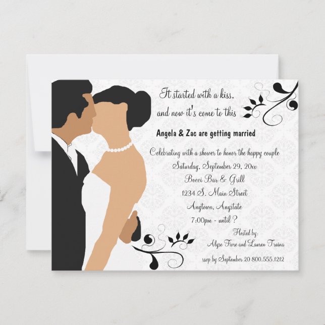 Invitación Comenzado con una ducha nupcial étnica del beso (Anverso)