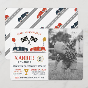 Invitación Comenzar tu motor Race Car Birday Any Age Photo
