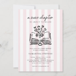 Invitación Comenzó Baby Shower con el libro de cuentos Floral