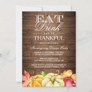 Invitación Comer a beber y estar agradecido Calabazas rusas