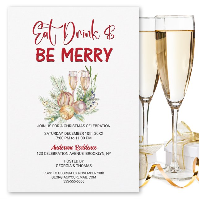 Invitación Comer a beber y ser feliz Fiesta de Navidad (Subido por el creador)