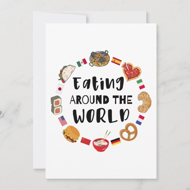 Invitación Comer alrededor del mundo (Anverso)