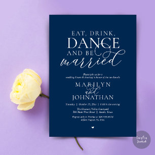Invitación Comer, Beber, Bailar, Casarse, Huir en Boda