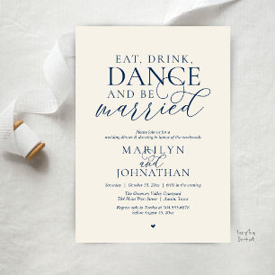 Invitación Comer, Beber, Bailar, Casarse, Huir en Boda