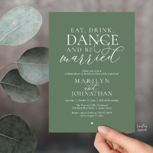 Invitación Comer, Beber, Bailar, Casarse, Huir en Boda