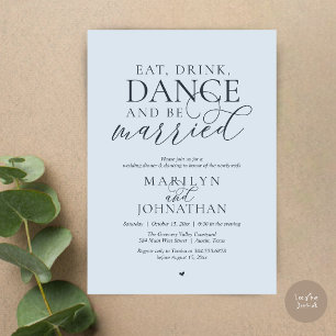 Invitación Comer, Beber, Bailar, Casarse, Huir en Boda